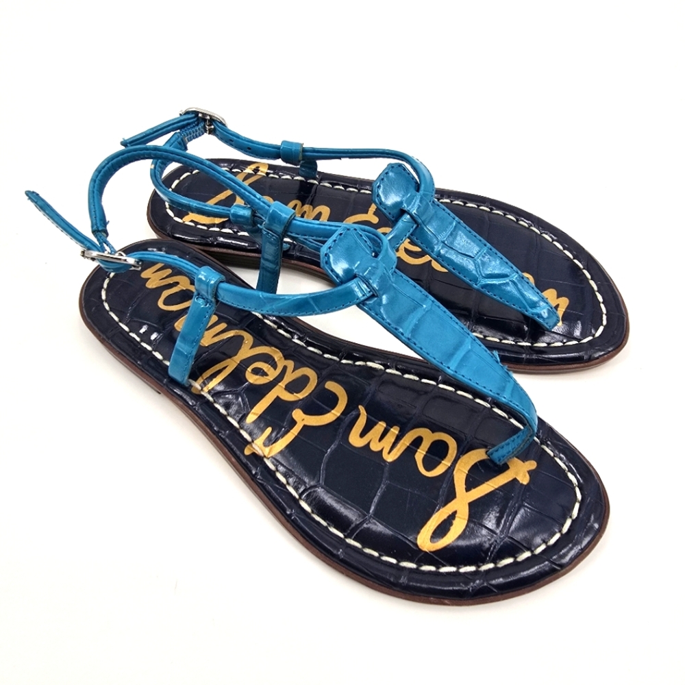 Sam Edelman Gigi Kids Blue Leather Strappy Sandals Size 1 NWOB